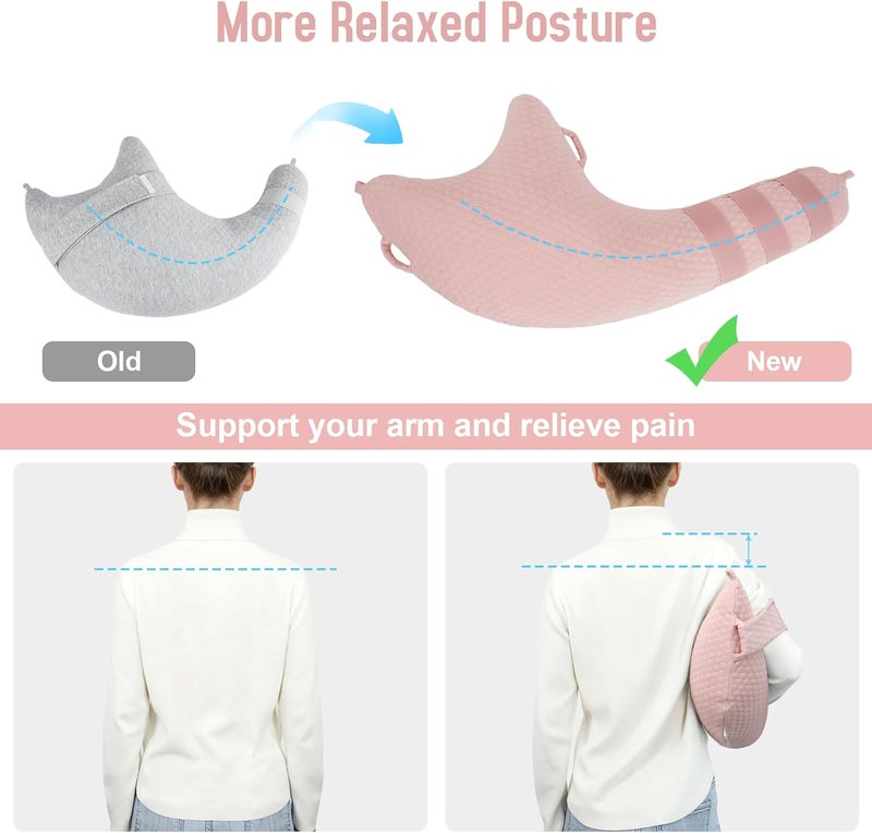 RoamReady Rotator Cuff Pillow, Removable Shoulder Support Pillow for Frozen Shoulder Relief, Post Arm Surgery Recovery Supplies, Broken Arm Cushion for Pain Relief and Side Sleeping, Pink - Image 3